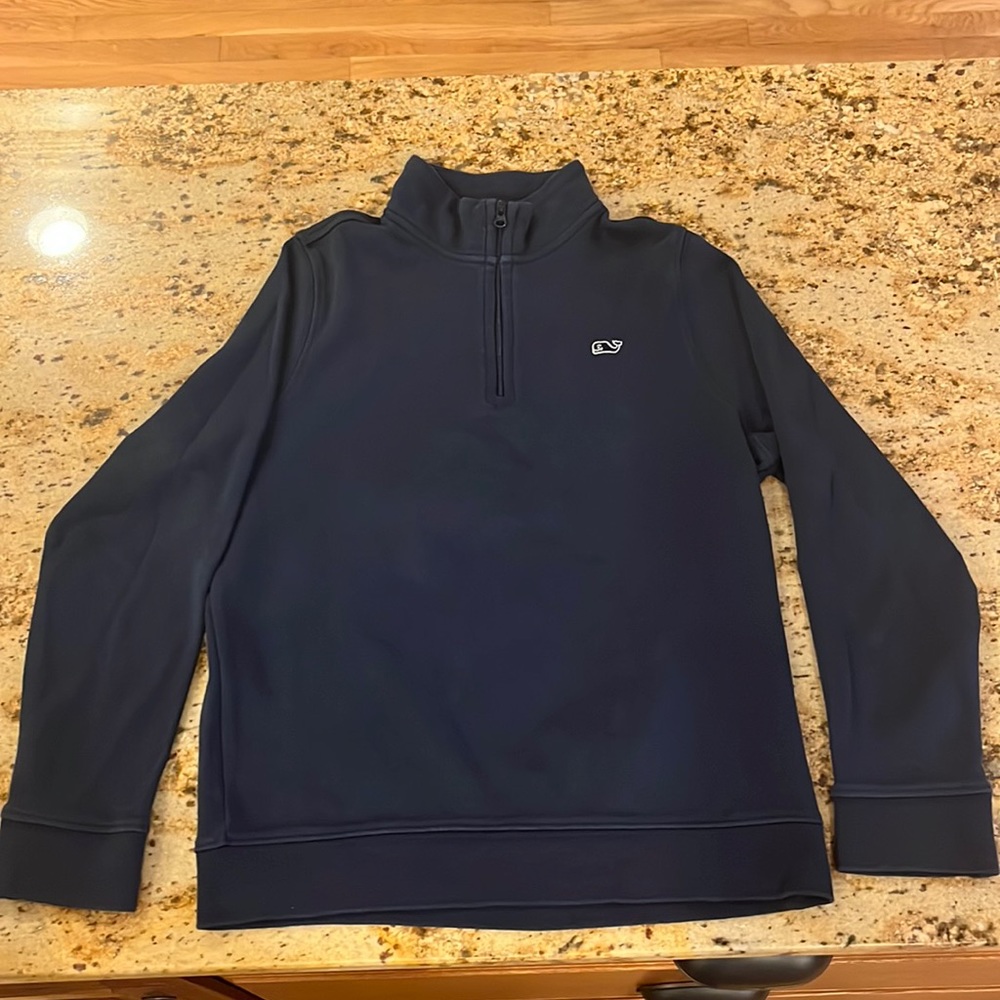 Vineyard Vines quarter zip navy boys size small. Worn a couple times.